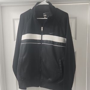 Nike Black and White Windbreaker with Full-Length Zipper